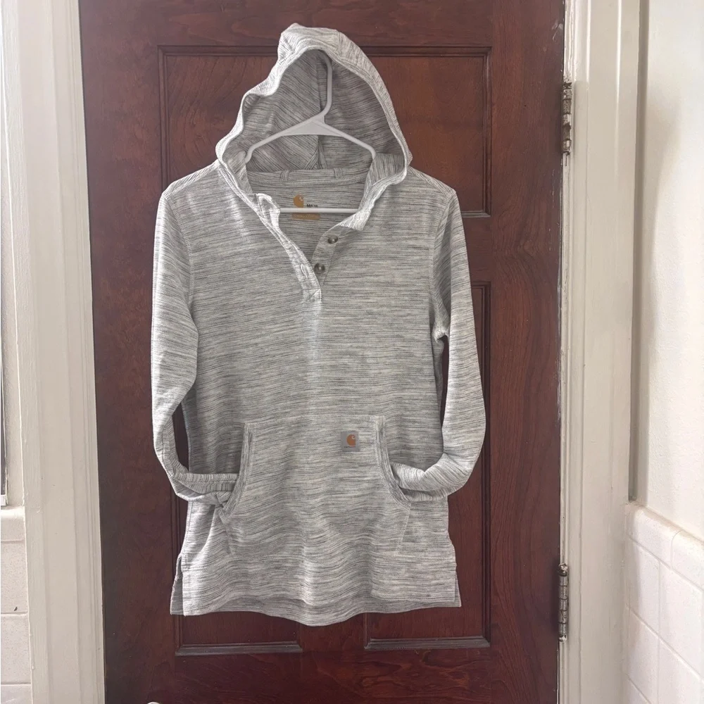 Carhartt Gray Kid’s Sz Med (8-10) Hoodie w Kangaroo Pocket, Perfectly Worn In!